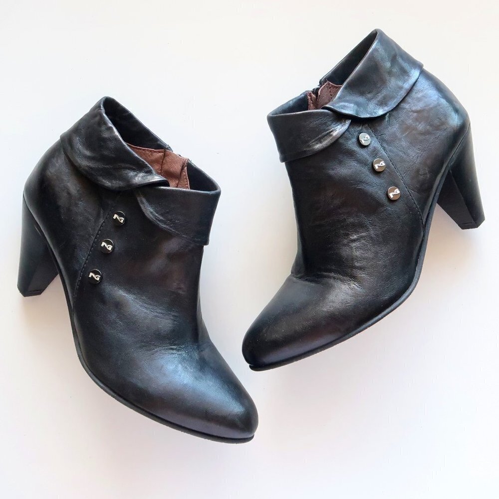 Nero Giardini Black Leather AlmondToe Tapered Sturdy Heel Ankle Boots Booties - Picture 11 of 16
